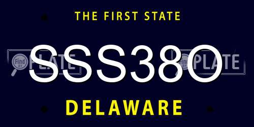 SSS38O Delaware License Plate