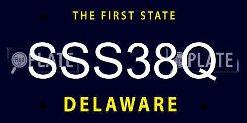 SSS38Q Delaware License Plate