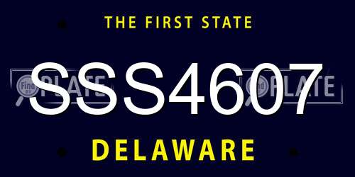 SSS4607 Delaware License Plate