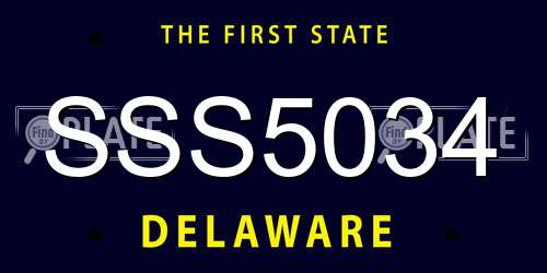 SSS5034 Delaware License Plate