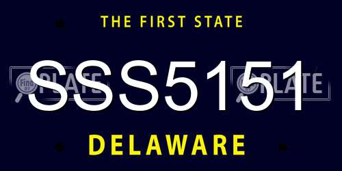 SSS5151 Delaware License Plate