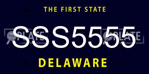 SSS5555 Delaware License Plate