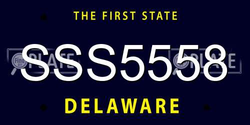 SSS5558 Delaware License Plate