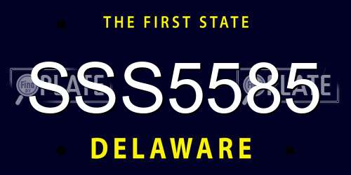 SSS5585 Delaware License Plate