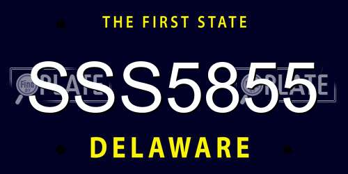 SSS5855 Delaware License Plate
