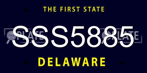 SSS5885 Delaware License Plate