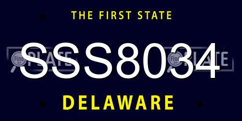 SSS8034 Delaware License Plate