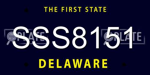 SSS8151 Delaware License Plate