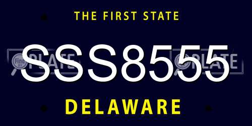 SSS8555 Delaware License Plate