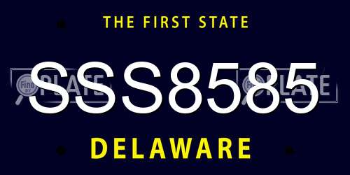 SSS8585 Delaware License Plate