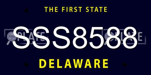 SSS8588 Delaware License Plate