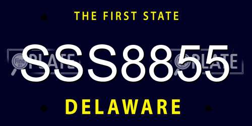 SSS8855 Delaware License Plate