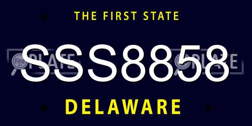 SSS8858 Delaware License Plate