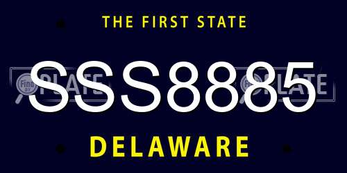 SSS8885 Delaware License Plate