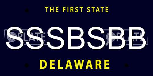 SSSBSBB Delaware License Plate