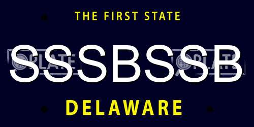 SSSBSSB Delaware License Plate