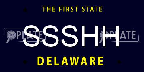 SSSHH Delaware License Plate
