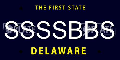 SSSSBBS Delaware License Plate