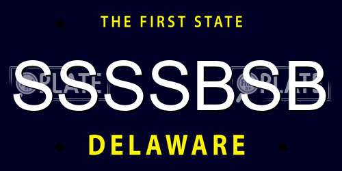 SSSSBSB Delaware License Plate
