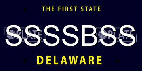 SSSSBSS Delaware License Plate
