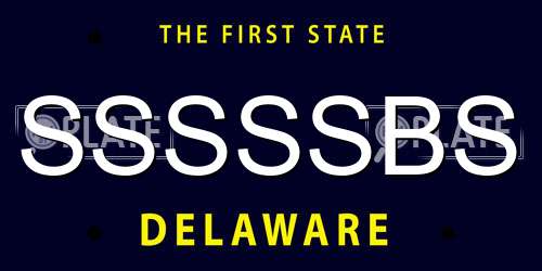 SSSSSBS Delaware License Plate