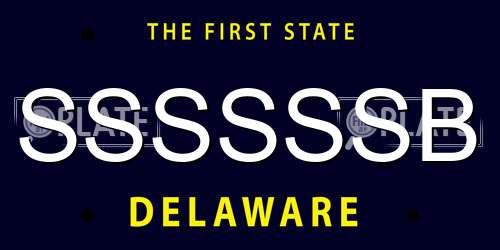 SSSSSSB Delaware License Plate
