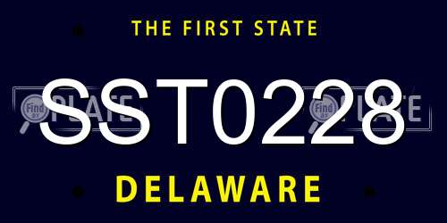 SST0228 Delaware License Plate