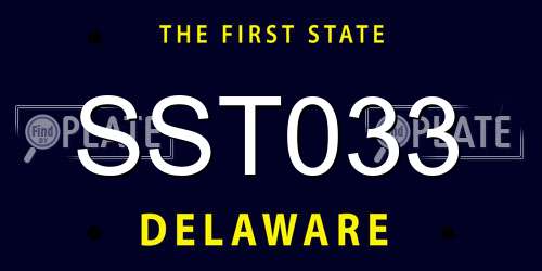 SST033 Delaware License Plate