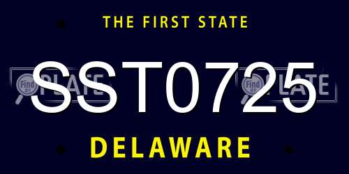 SST0725 Delaware License Plate