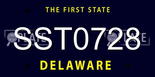 SST0728 Delaware License Plate