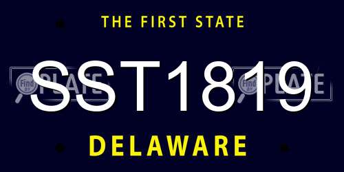 SST1819 Delaware License Plate