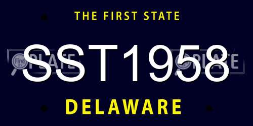 SST1958 Delaware License Plate