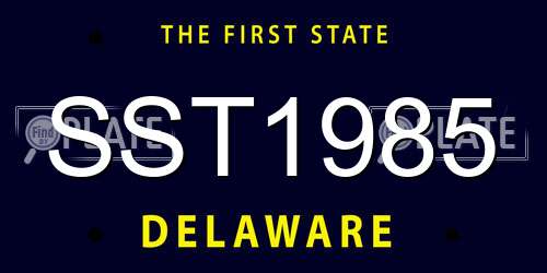 SST1985 Delaware License Plate