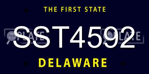 SST4592 Delaware License Plate