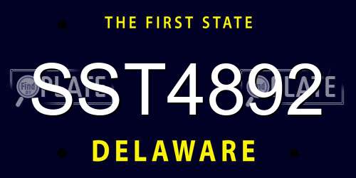 SST4892 Delaware License Plate