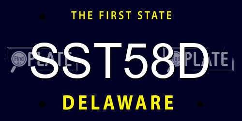 SST58D Delaware License Plate