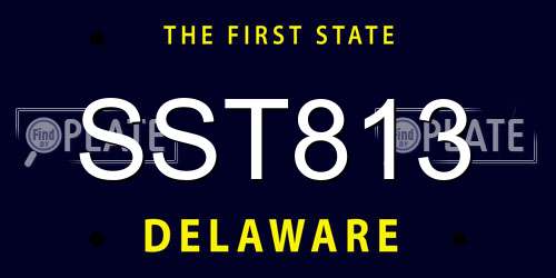 SST813 Delaware License Plate
