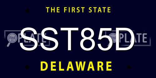 SST85D Delaware License Plate