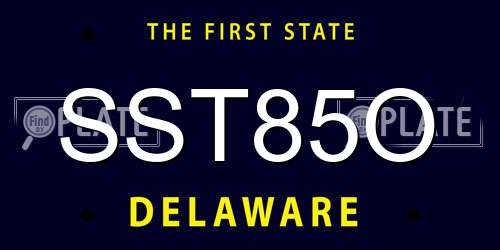SST85O Delaware License Plate