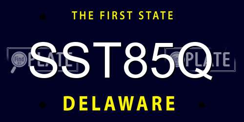SST85Q Delaware License Plate