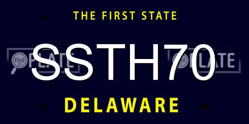 SSTH70 Delaware License Plate