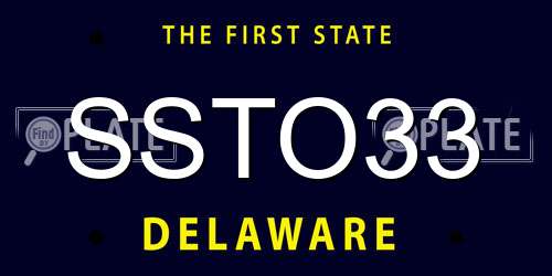 SSTO33 Delaware License Plate