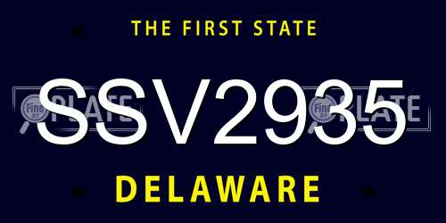 SSV2935 Delaware License Plate