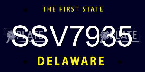 SSV7935 Delaware License Plate