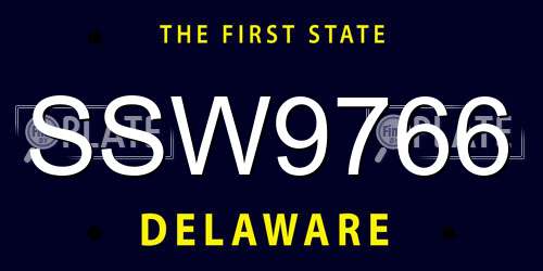 SSW9766 Delaware License Plate