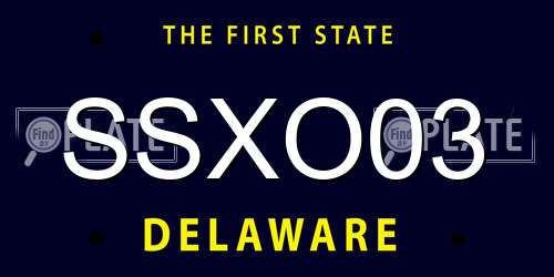 SSXO03 Delaware License Plate