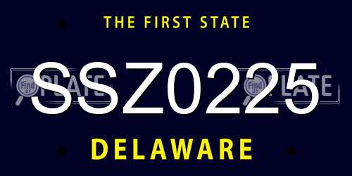 SSZ0225 Delaware License Plate