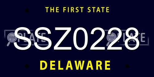 SSZ0228 Delaware License Plate