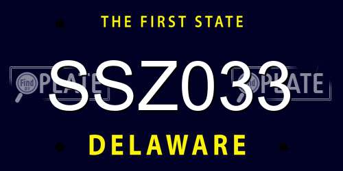 SSZ033 Delaware License Plate