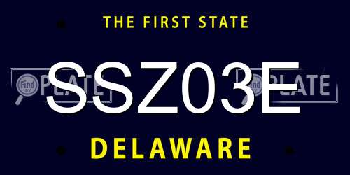 SSZ03E Delaware License Plate
